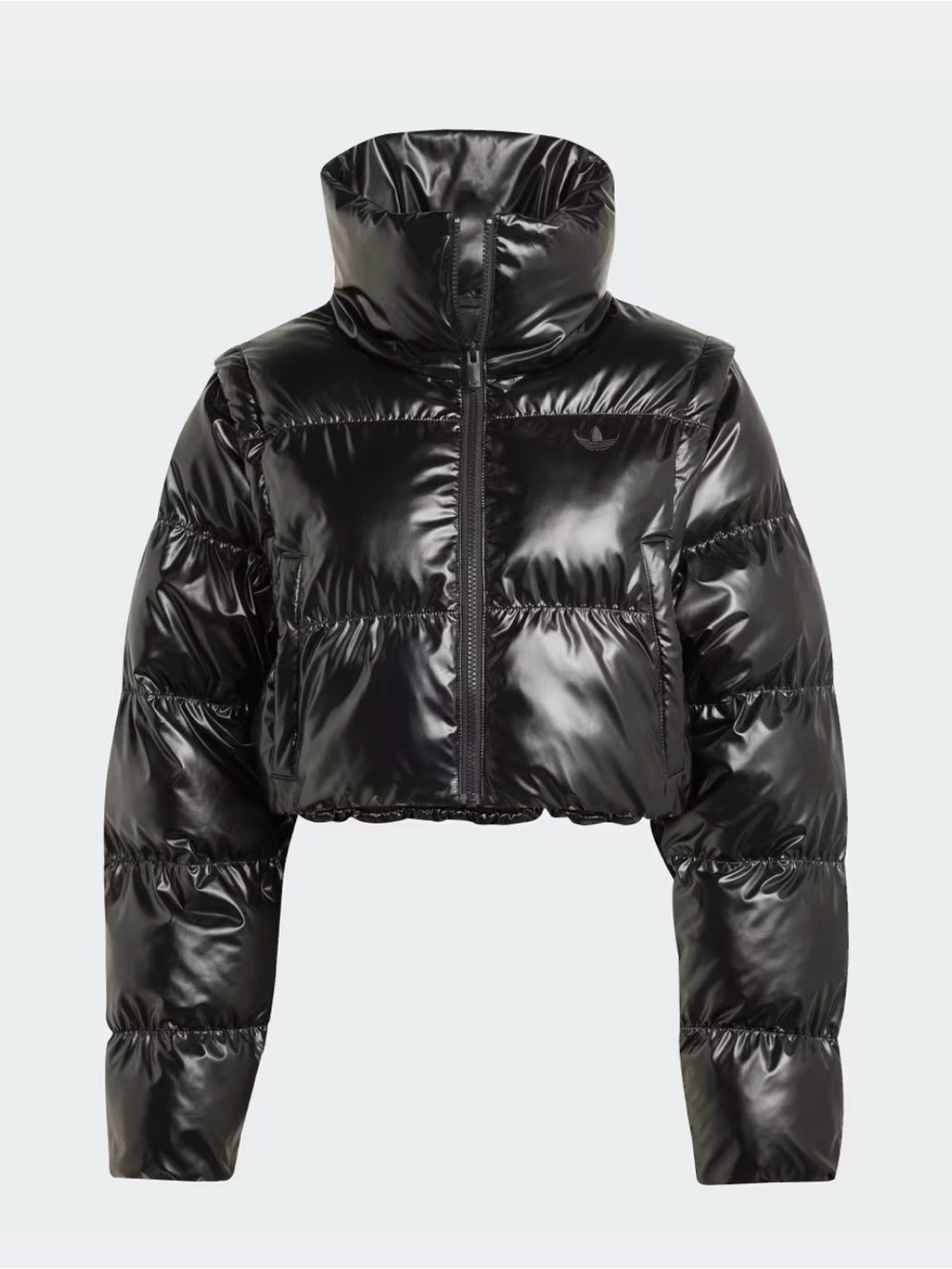 ADIDAS GLOSSY TWO-IN-ONE CROPPED PUFFER